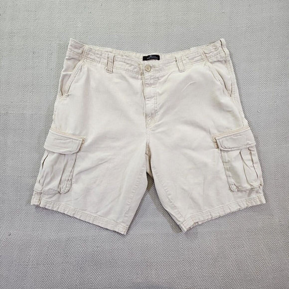 Marc Anthony Linen Blend Cargo Shorts Men's 40 Beige 6 Pockets 11" Inseam - Picture 1 of 11